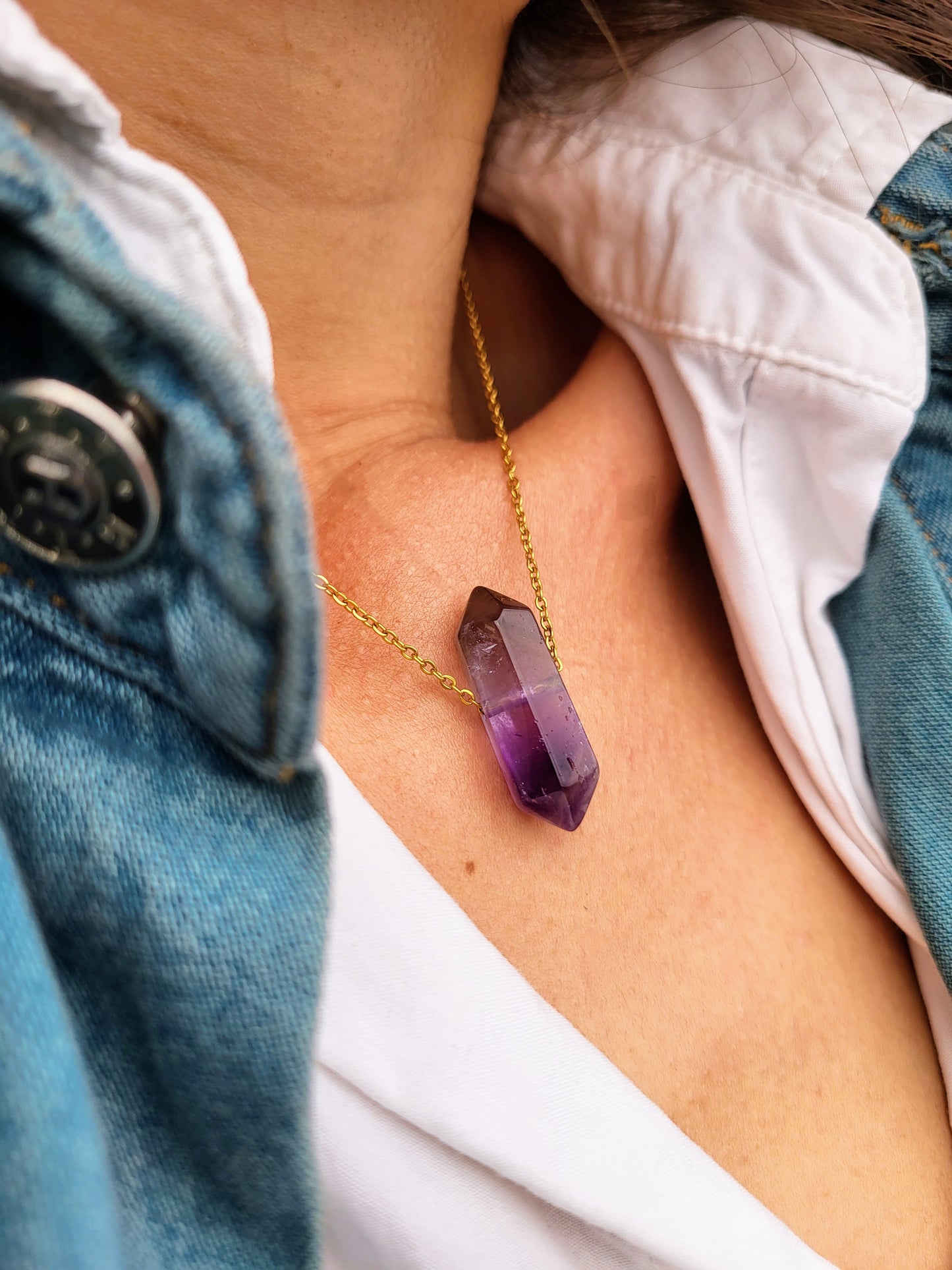 The Healer - Amethyst double point necklace