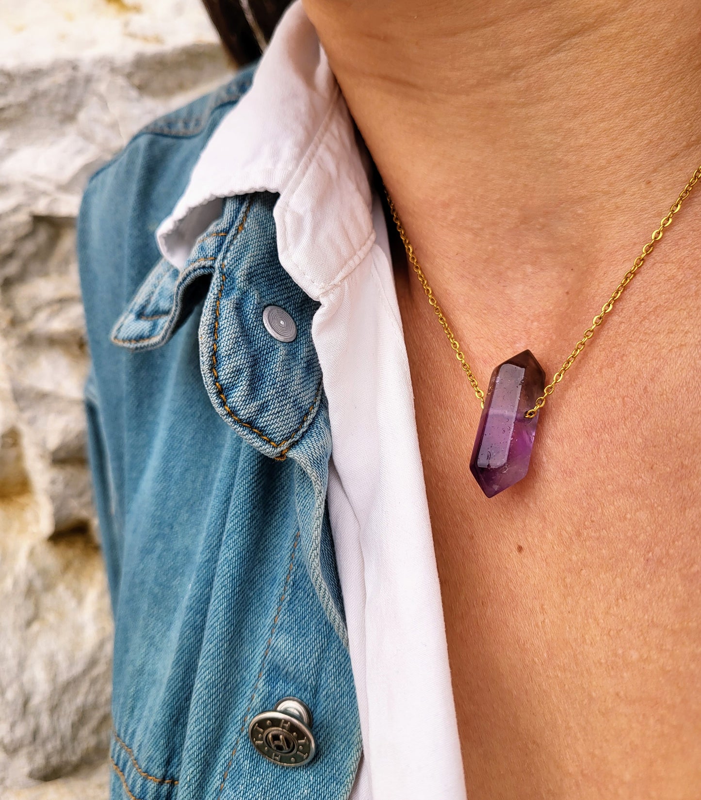 The Healer - Amethyst double point necklace