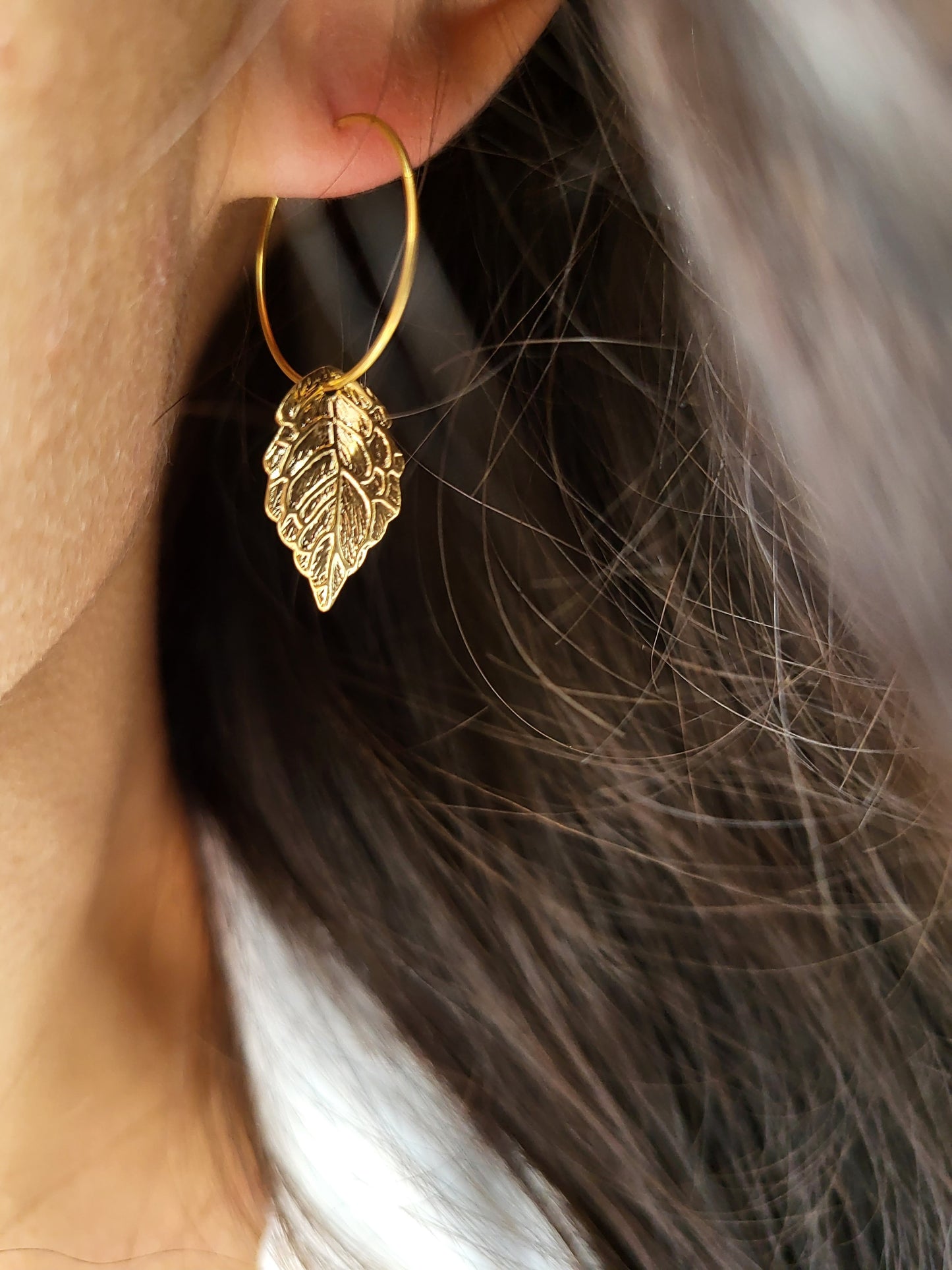Gold leaf earrings