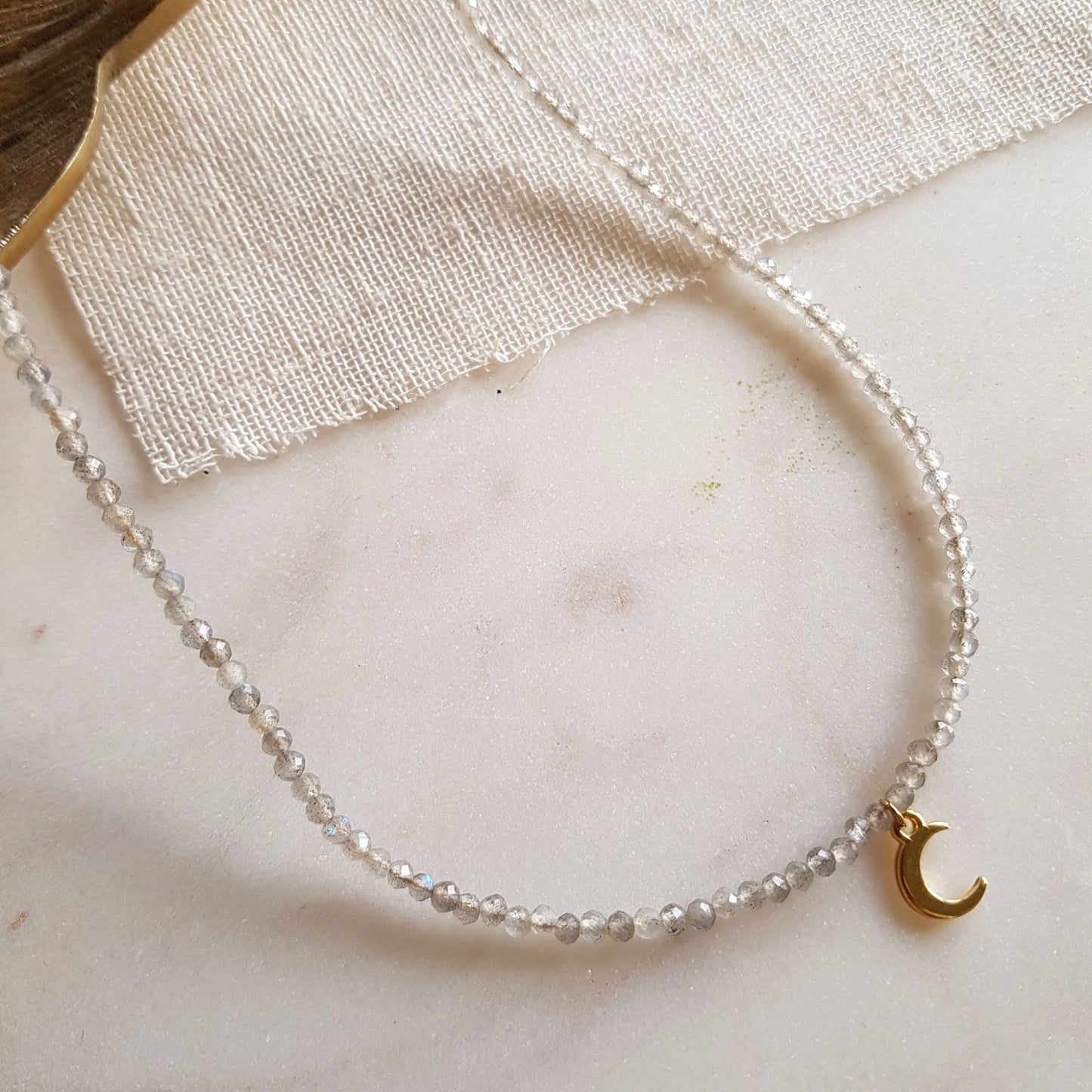 Luna - Moon necklace with labradorite crystal