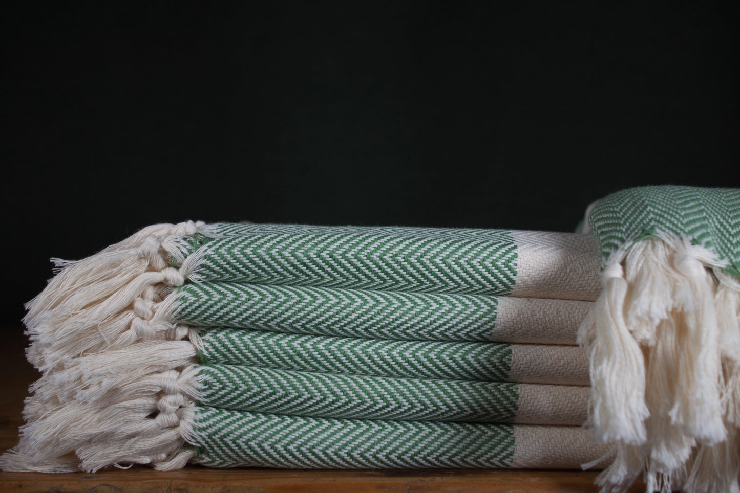 Hammam towel green - herringbone