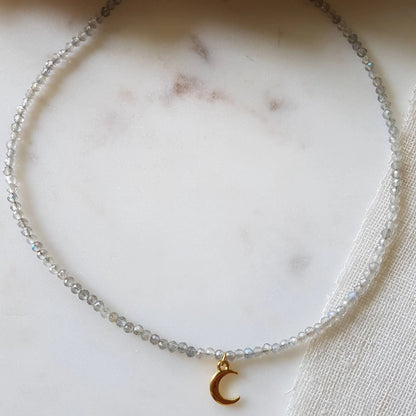 Luna - Moon necklace with labradorite crystal